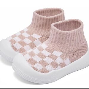 Eashi Toddlers’ Slip-On Knit Sneakers / Beige & White